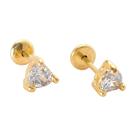 Brinco Baby Solitário Zircônia Folheado a Ouro - Várias Cores
