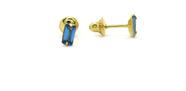 Brinco Baguete Agua Marinha Zirconio Infantil Ouro 18 J23380 Brinco Baguete Agua Marinha Zirconio Infantil Ouro 18 J23380