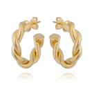 Brinco Banhado a Ouro 18k Argola Trançada Pequeno