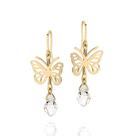 Brinco Banhado a Ouro 18k Borboleta Cristais Rommanel 524096