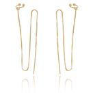 Brinco Banhado a Ouro 18k Fio Piercing Fake Grande