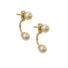 Brinco Banhado a Ouro 18k Grace Kelly 2 Pérolas 6mm