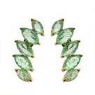 Brinco banhado a ouro ear cuff turmalina verde fusion