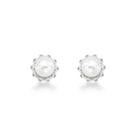 Brinco base pontos zirconia e pérola