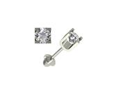 Brinco bebe primeiro segundo furo pedra quadrada branca 3.5mm ouro 18k -110 Brinco bebe primeiro segundo furo pedra quadrada branca 3.5mm ouro 18k -110