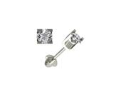 Brinco bebe primeiro segundo furo pedra quadrada branca 3mm ouro 18k k080