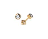 Brinco Bebê Segundo Furo Pedra Branca 2.5mm Ouro 18k -0.58