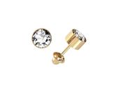 Brinco bebe segundo furo tubinho redondo pedra branca 4 mm ouro 18k k076 Brinco bebe segundo furo tubinho redondo pedra branca 4 mm ouro 18k k076
