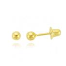 Brinco bola 2,5 recem nascido ou segundo furo ouro 18k