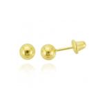 Brinco bola bolinha 4mm infantil ou segundo furo ouro 18k