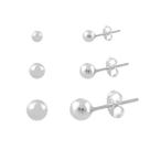 Brinco Bola De Prata 925 Kit Com 3 Pares Pra 3 Furos