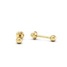Brinco Bolinha Infantil segundo furo Ouro 18k