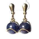 Brinco Bolinha Na Cesta Lapis Lazuli Tarraxa Dourado