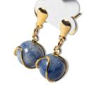 Brinco Bolinha Na Cesta Quartzo Azul Tarraxa Dourado