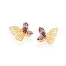 Brinco Borboleta Banhado A Ouro 18k Rommanel Com Zircônias Lindo Elegante
