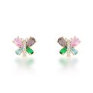 Brinco Borboleta Colorida Banhada a Ouro 18k