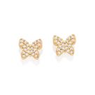 Brinco borboleta folheado a ouro 18k com zircônias branco/527215 Brinco borboleta folheado a ouro 18k com zircônias branco/527215