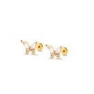 Brinco Borboleta Pino Baby Cristal Folheado Ouro Zircônia