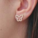 Brinco borboleta zirconia folheado a ouro