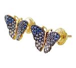 Brinco borboleta zirconia ouro 18k