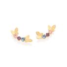 Brinco borboletas folheado a ouro COLORIDO 527067 Rommanel Brinco borboletas folheado a ouro COLORIDO 527067 Rommanel