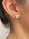 Brinco Brilho Square - Acessório Feminino Artesanal Dourado com Zirconia