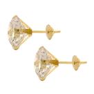 Brinco C/ Zircônia 8mm Cálice Ouro 18k 750 Acompanha Estojo e Certificado