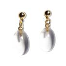 Brinco Cabochão Oval Pedra Cristal Natural Pino Dourado Brinco Cabochão Oval Pedra Cristal Natural Pino Dourado