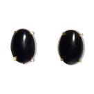 Brinco Cabochão Topinho Pedra Ônix Preto Baulado Dourado