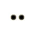 Brinco Cálice 6mm Preto Onix Ouro 18k 750