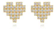 Brinco Caroline Coração Minecraft Cravejado Zircônia Cristal banhado em ouro 18k
