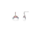 Brinco Cauda de Sereia com Cravação Colorida Banhado a Ródio - 15 mm x 11 mm
