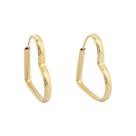 Brinco Chato Coração 19mm Anatomico Em Ouro 18k 750 Amarelo
