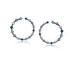 Brinco Circular com Pedras Coloridas Banhado a Ródio Negro - 3 cm Brinco Circular com Pedras Coloridas Banhado a Ródio Negro - 3 cm