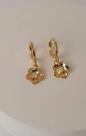 Brinco click argola ping. flor zirc. dourado Brinco click argola ping. flor zirc. dourado