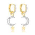 Brinco Click Com Lua Estrela Pedras Zircônia Folheado A Ouro Brinco Click Com Lua Estrela Pedras Zircônia Folheado A Ouro