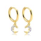 Brinco Click Com Lua Pedras De Zircônia Folheado A Ouro Brinco Click Com Lua Pedras De Zircônia Folheado A Ouro