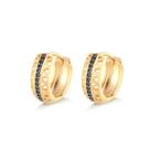 Brinco Click Detalhado Negras Folheado Ouro Zircônia