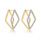 Brinco Click Triângulo Vazado Zircônia Folheado A Ouro 18k