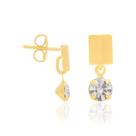 Brinco Com 2 Zirconias De 5Mm Pendurado. - Rommanel Cor:Dourado