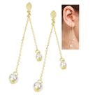 Brinco Com Correntinhas E Pérolas Acrílicas PRI Style Folheado A Ouro 18K Antialérgico BSPRI5273