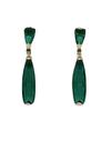 Brinco Com Cristais Base E Gota Verdes Folheado A Ouro