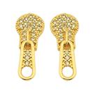 Brinco com design de zíper cravejado com pedra zircônia banhado a ouro 18k
