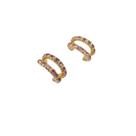 Brinco Com Duas Argolas Cravejado De Strass Rosa Folheado A Ouro 18K Antialérgico - BSPRI18 Brinco Com Duas Argolas Cravejado De Strass Rosa Folheado A Ouro 18K Antialérgico - BSPRI18