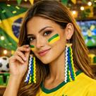 Brinco Copa Brasil Dourado 16cm Torcida Verde Amarelo Luxo Brinco Copa Brasil Dourado 16cm Torcida Verde Amarelo Luxo