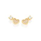 Brinco coração banhado a ouro 18k com zircônias - tam.único 5270630006 Brinco coração banhado a ouro 18k com zircônias - tam.único 5270630006