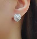 Brinco Coração com 2 Fileiras Zircônia Cristal Banhado a Prata