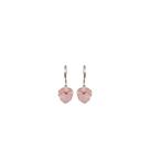 Brinco Coração Cristal Rosa Bebê Folheado Prata 925 Antialérgico