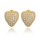 Brinco Coração Curvo com Zircônias Folheado a Ouro 18k