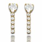 Brinco Coracão de Zirconia Cravejado Banhado Ouro 18k Semijoia